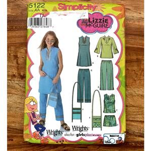 Vintage Y2K Simplicity 5122 Sewing Pattern Sz XXS-XS Lizzie McGuire Set COMPLETE